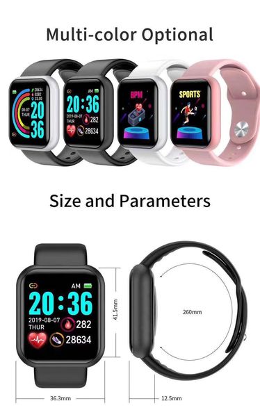 

2021 new sports bluetooth bracelet smart watch fitness heart rate pedometer blood pressure activity tracker
