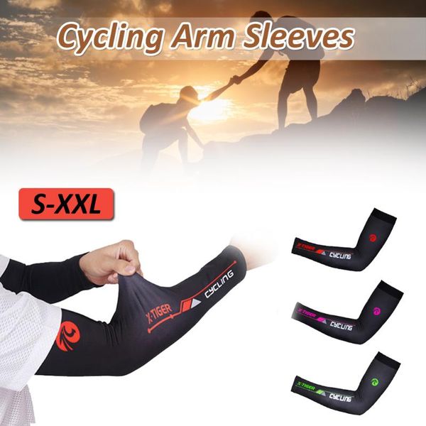 

elbow & knee pads 1 double arm sleeve bicycle uv protection ice silk breathable outdoor sports super toughness not easy to fall off, Black;gray