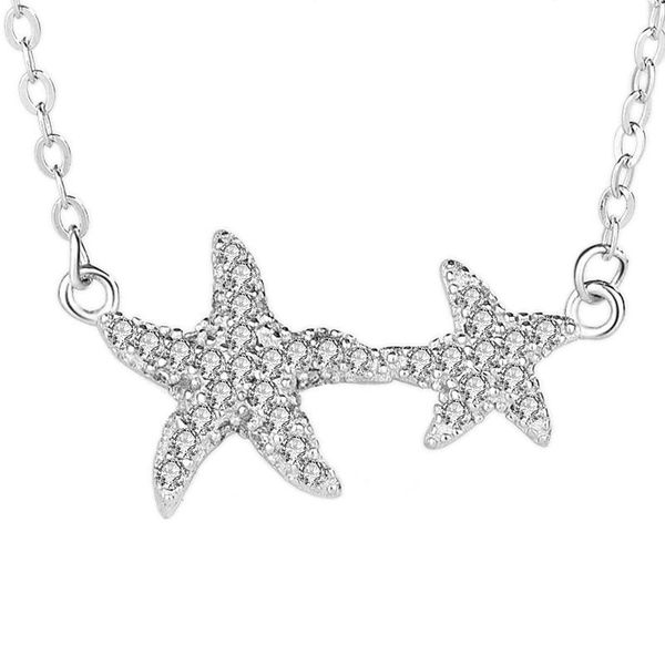 

pendant necklaces ufooro summer marine 925 sterling silver necklace mori fairy clavicle micro-set three-dimensional starfish set chain