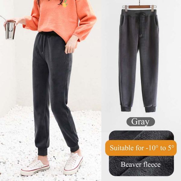 

new winter thick fleece women pants super soft warm trousers female running gym sweatpants women slim workout lined harem pants, Black;brown