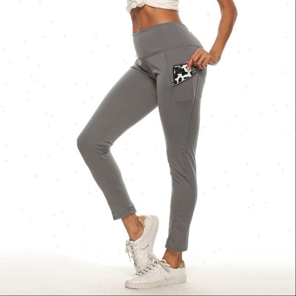 

fitness gym female gray leggings polyester ankle length breathable pants women zipper pocket push up leginsy workout leggin, Black
