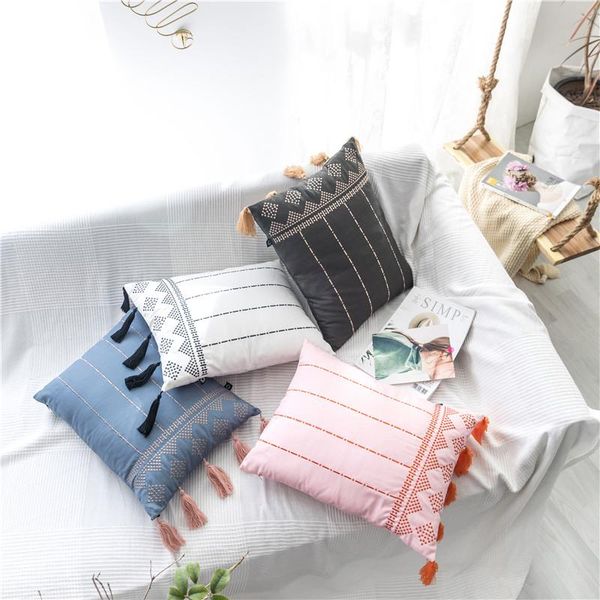 

cushion/decorative pillow home decoration cushion cover european embroidery tassel case sofa bed rectangular 38x48cm throw