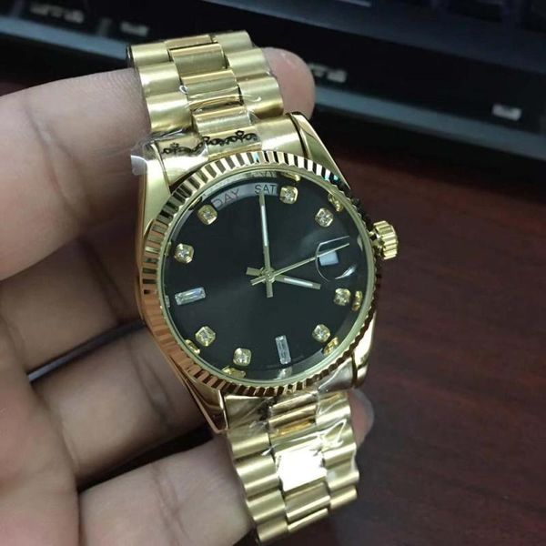 

brand new luxury men's brand men's watch diamond stainless steel permanent president automatic diamond watch, Slivery;brown