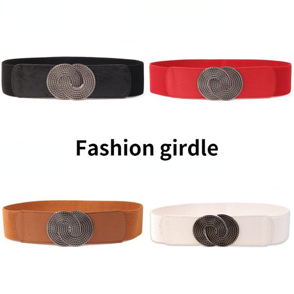 

classic luxury elastic belts for women double interlock buckle female casual wide designer famous brand, Black;brown
