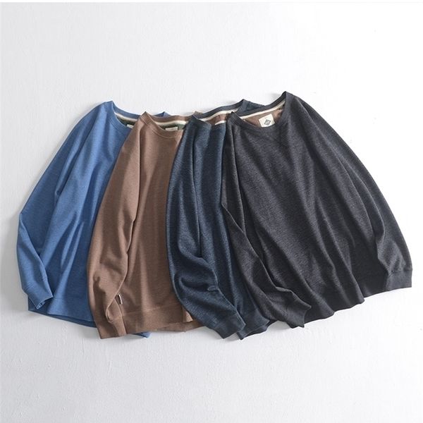 

obrix loose male casual style pullover o-neck full sleeve wide waist comfy everyday wear pullover for men 201112, Black