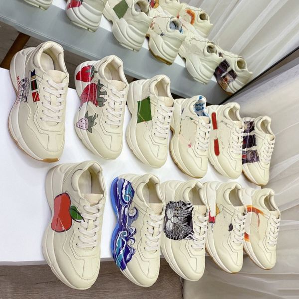 

luxury designer shoes rhyton multicolor casual platform daddy sneaker ladies luxury men women runner trainers sneakers size 35-45 vintage, Black