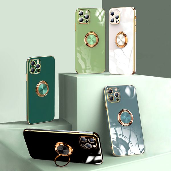 

luxury plating ring case for iphone 12 11 pro max xs max xr x 7 8 plus se 2020 soft silicone phone holder cover funda coque for 11 12mini