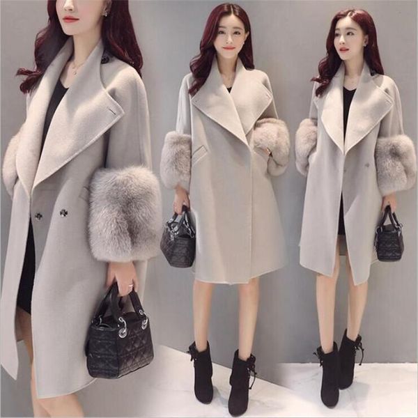 

women's wool & blends cloth coat in the fashion of fund 2021 autumn winters long cultivate one's morality show thin loose big yard, Black