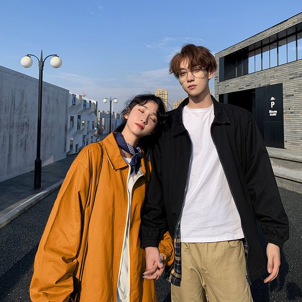 

autumn couple's double face street baseball men's trendy korean loose jacket, Black;brown