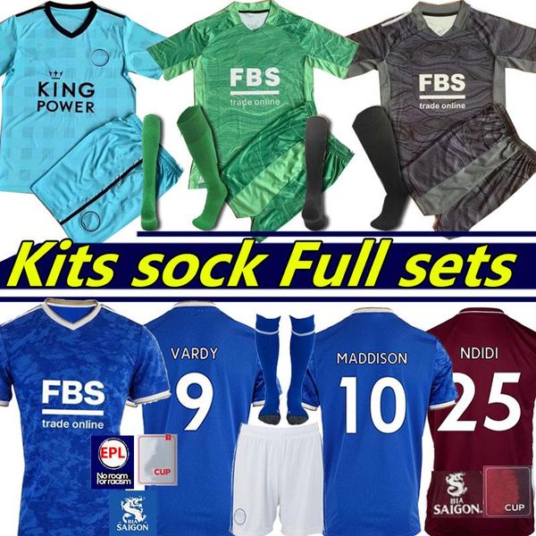 

21/22 vardy soccer jersey fa cup final wembley maguire football shirt maddison tielemans barnes ndidi 2021 2022 leicester men + kids kit uni, Black