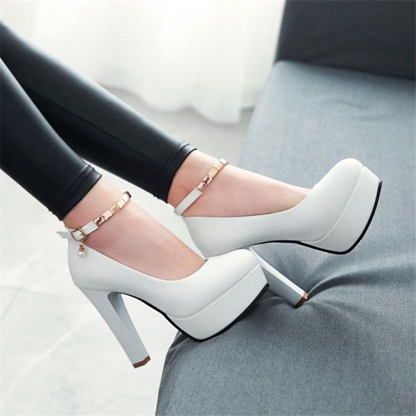

dress shoes 2021 big size 33-43 platform elegant pumps women's high heels party woman office lady ankle-strap, Black