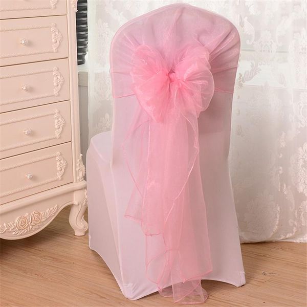 

sashes 25pcs/lot organza knot wedding chair ties decor banquet event decorations bow bands