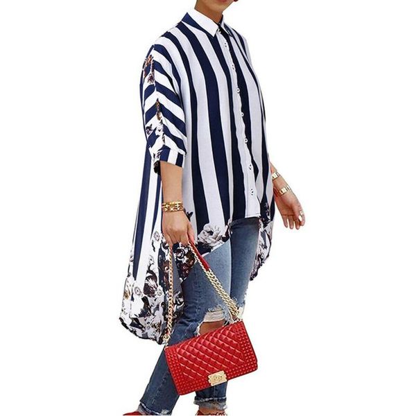 

fashion women loose long sleeve striped shirts casual blouse shirt lantern sleeve shirts womens girl o-neck batwing dress, White