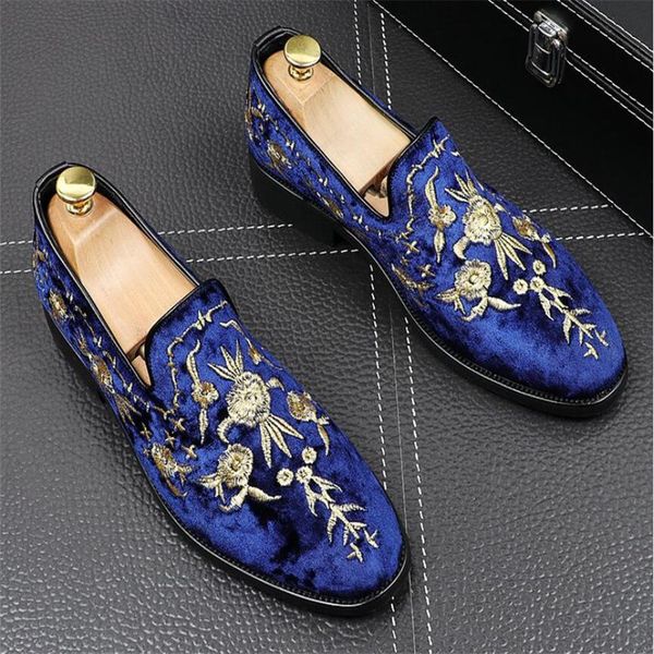 

new fashion gold and metal toe men velvet dress shoes italian mens dress shoes handmade loafers party flats zapatos hombre, Black