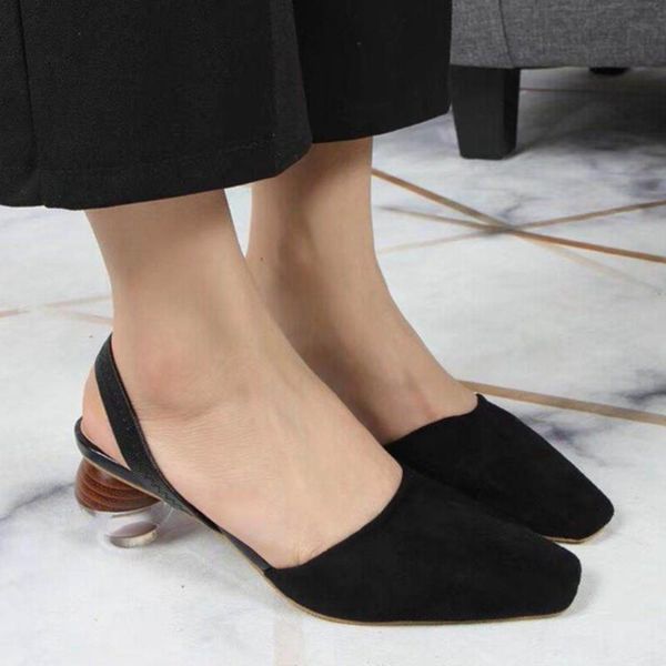 

dress shoes sandals women fashion crystal round ball heels ankle straps med heel wedding party mixed color square toe, Black