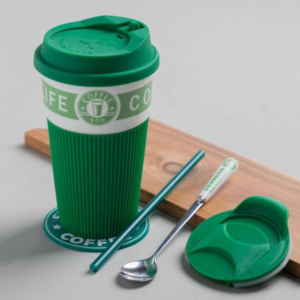 

simple ceramic mug coffee cup with lid and spoon office artistic cups 400ml coffee mugs gift
