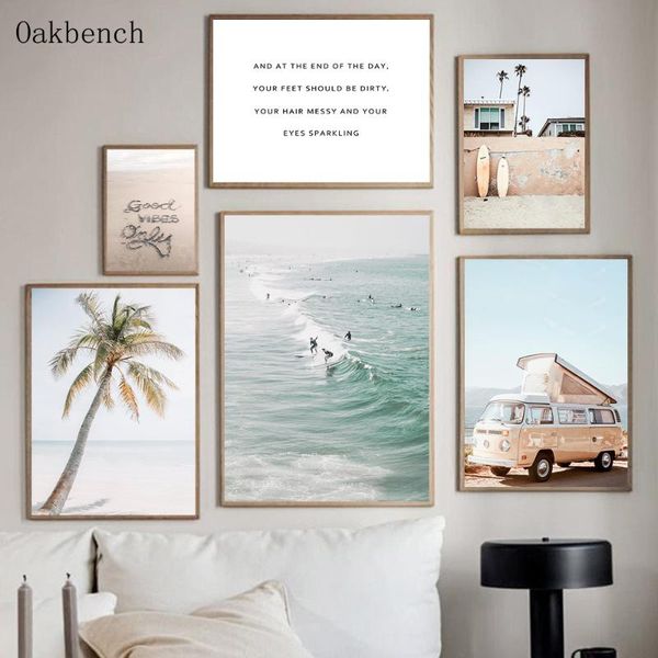 

paintings sea beach wall art canvas painting palm tree poster surf posters nordic print seascape pictures for living room decoration