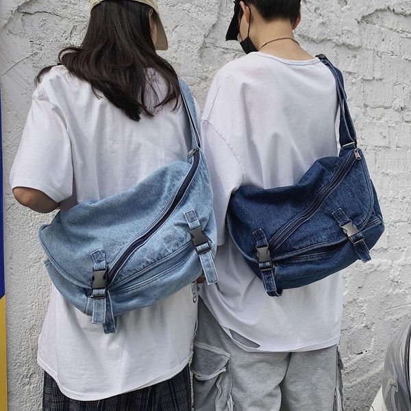 

evening bags 2021 retro washed denim large bag female street trend casual large-capacity one-shoulder messenger canvas satchel