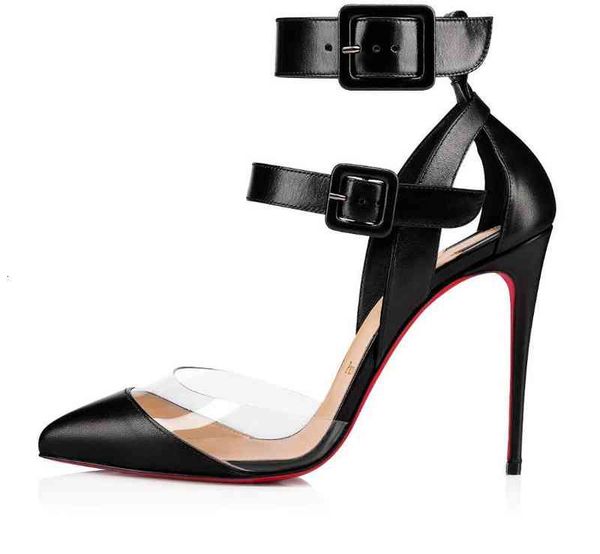 

brands [original box] multimiss 100 kid sandals women red bottom shoes lady high heels dress party wedding pointed toe pvc & leather, Black
