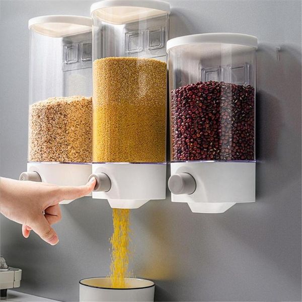 

storage bottles & jars whole grains rice bucket wall-mounted tank pressed out # t