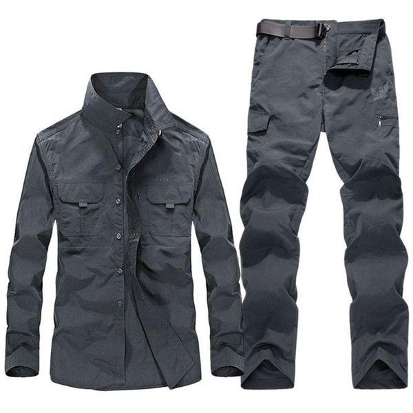 

men's tracksuits military tactical uniform clothing men multi pockets army combat shirts cargo pants work hunt clothes sets, Gray