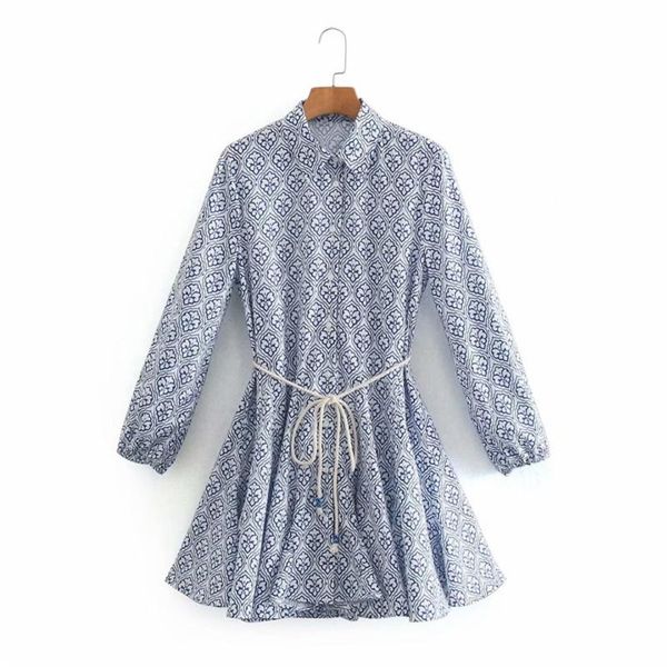

women's blouses & shirts women buttoned shirt fashion printing lapel spring all-match blouse ladies commuter long-sleeved with belt a-l, White
