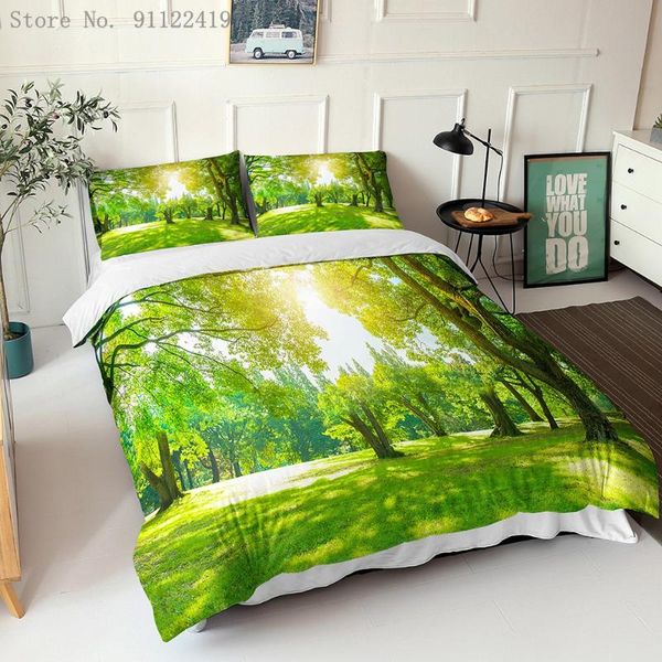 

bedding sets 2021 arrival 3d green forest printed set children luxury duvet cover beautiful comforter single double