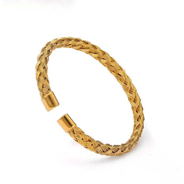 

cuff luxury simple diy mesh surface bangles trendy braided stainless steel open charm bracelets men women jewelry, White