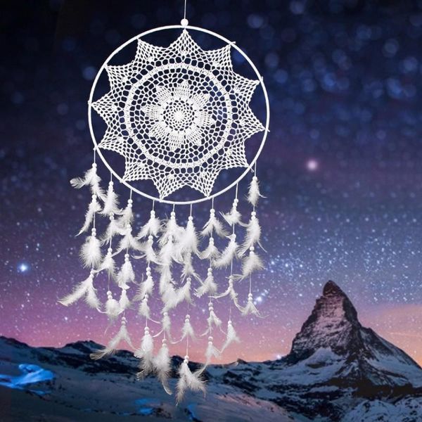 

decorative objects & figurines jw-large size white handmade dream catcher feather pendant creative car home decor hanging