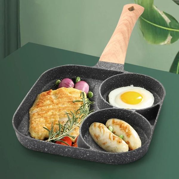 

pans 2-hole frying pot pan thickened omelet non-stick pancake steak cooking egg ham breakfast maker cookware wholesale