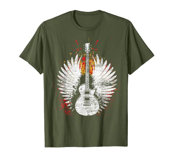 

vintage guitar t-shirt, White;black