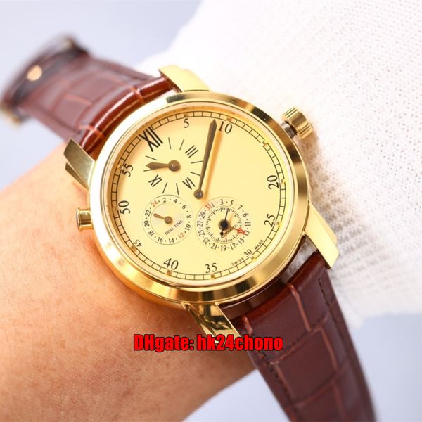 7 Stile Top-Qualität Uhren 42005 Malte Dual Time Regulator 18K Gold Cal.1206 RDT Automatik Herrenuhr Lederarmband Herren Sportarmbanduhren