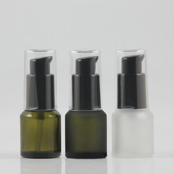 

round shape 0.5oz glass bottles with pump, cosmetic packaging lotion pump bottles