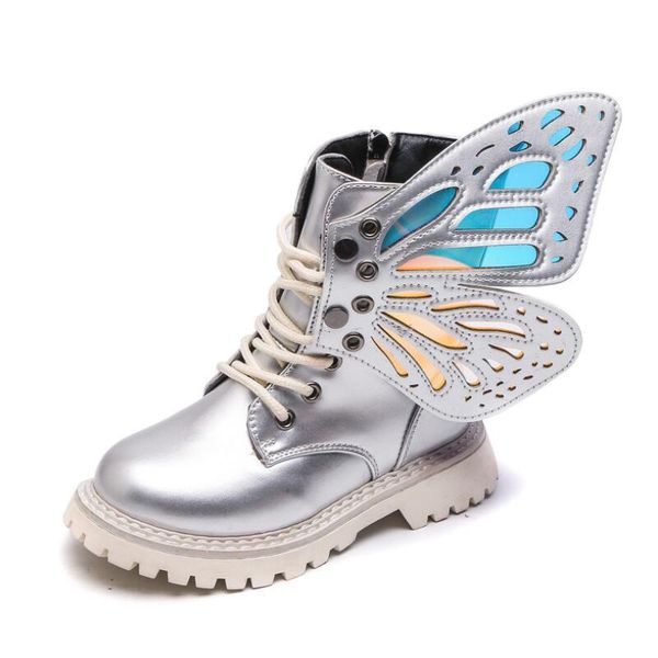 

boots autumn children zipper kids fashion girl anti-slip solid winter waterproof butterfly princess baby shoes, Black;grey