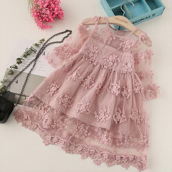 

summer girl clothes kids for dress girls lace flower baby party wedding children 3 8y, Red;yellow
