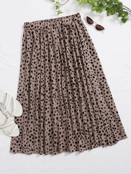 

all over print elastic waist skirt f5gy#, Black