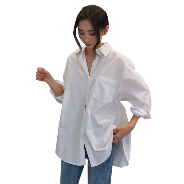 

white shirt long sleeve 2021 spring summer fashion casual loose shirts female streetwear blouse plus size korean 11187 210315