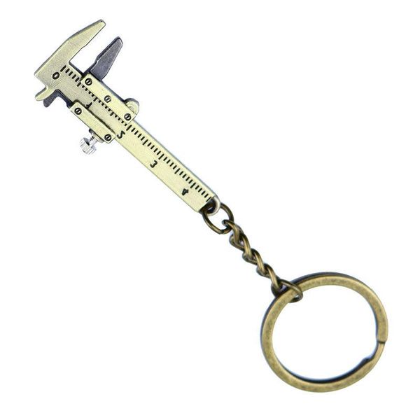 

keychains 1pc fashion car key mini vernier caliper portable 0-40mm keychain measuring gauging turbo chain ring ruler, Silver