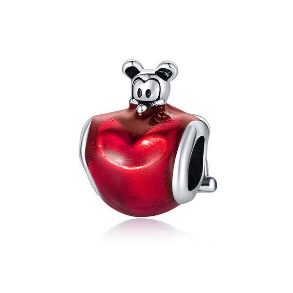 

fits pandora bracelets 20pcs red & green enamel apple silver charms bead charm beads pendant for wholesale diy european sterling necklace je, Black