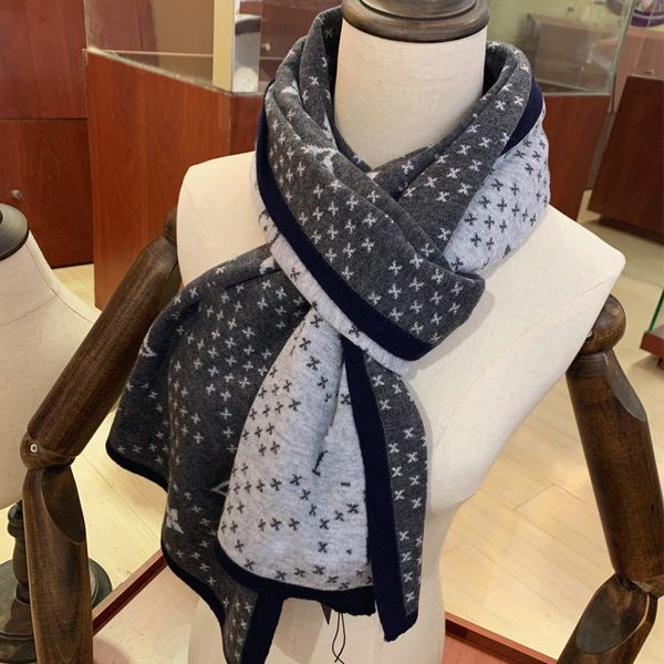 

high quatity winter old flower cashmere scarfs for women letters classic double-sided scarf designer scarves fashion scarf shawl plaid hijab, Blue;gray