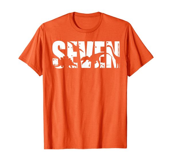 

7 years old birthday boy dinosaur t rex gift, 7th bday t-shirt, White;black