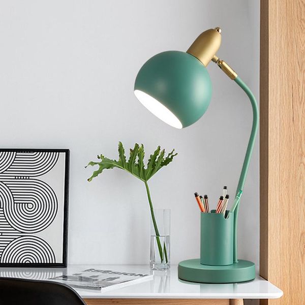

table lamps nordic iron art led fashion simple desk lamp eye protection dimming metal pen holder living room bedroom home decor