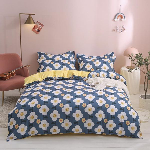 

bedding sets duvet cover set 4 pieces fashion flower pattern dark blue color bedclothes include bed sheet pillowcase comforter oceania