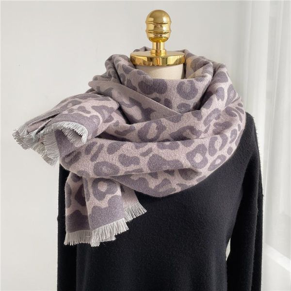

Scarves Leopard Neck Cashmere Scarf Women Luxury Warm Hijab Female Bufanda Shawl Warp Casual Pashmina 2021 Thick Foulard Dropship, Blue;gray