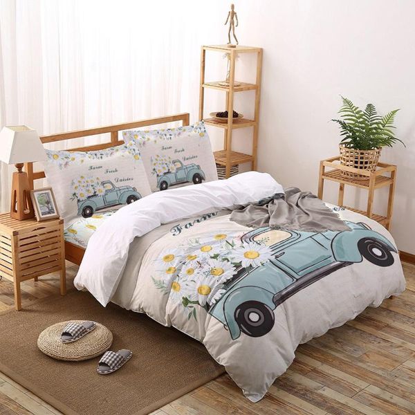 

bedding sets daisy truck vintage flower print comforter set duvet cover  king bed home housse de couette gift