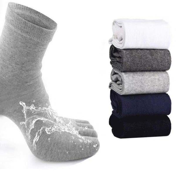 Calzini da uomo Punta unisex Uomo e donna Cinque dita Cotone traspirante Sport Corsa Tinta unita Nero Bianco Grigio Happy Soks