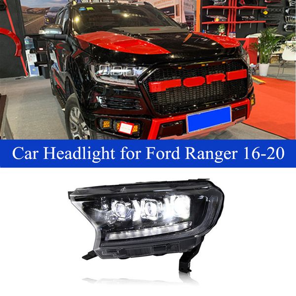 Auto Kopf Licht Montage Für Ford Ranger LED Lauf + Bremse + Reverse Scheinwerfer Dynamische Blinker Scheinwerfer 2016-2020