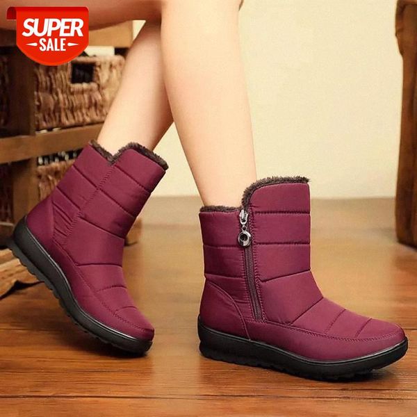 

no-slip ankle boots women shoes 2021 new waterproof side zipper wram plush round toe female snow boots winter shoes #bc6i, Black