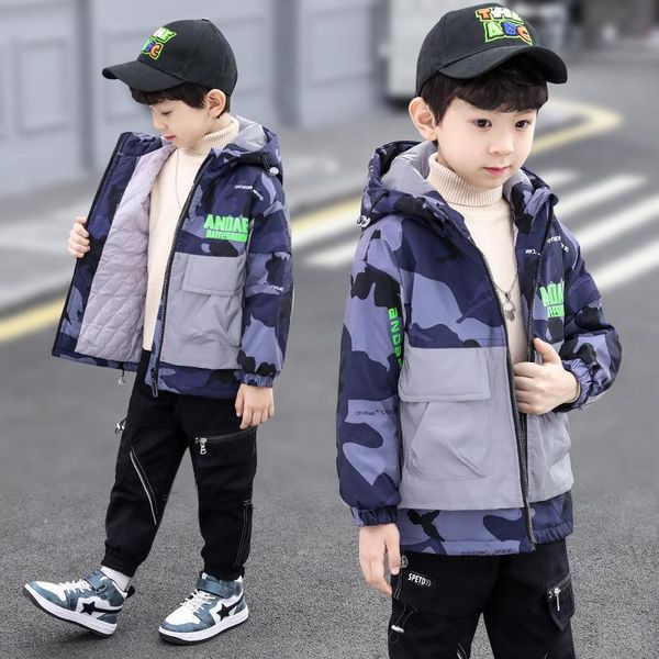 

jackets winter boys coat thicken warm fashion children clothes 2021 arrival retail, Blue;gray