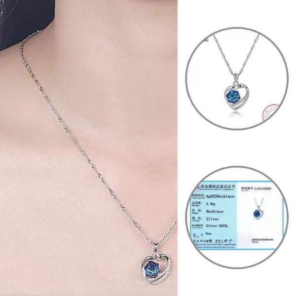 

pendant necklaces lightweight stylish good polishing heart shape necklace women electroplating for cocktail party, Silver